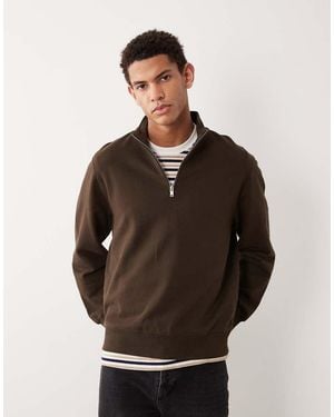 Mango Quarter Zip Sweatshirt - Brown