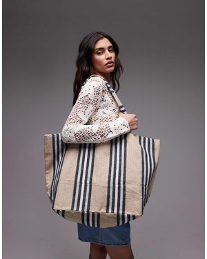TOPSHOP Tina Stripe Canvas Bag - Grey