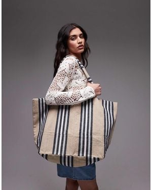 TOPSHOP Tina Stripe Canvas Bag - Gray