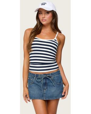 Edikted Bailee Striped Ribbed Tank Top - Blue