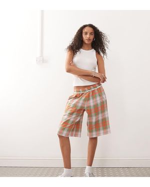 Collusion Check Print Long Jogger Shorts - Multicolour