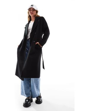 Stradivarius Wool Look Jacket With Tie Waist - Blue