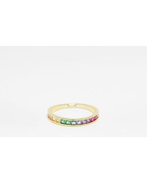 Pieces 18K Vergulde Regenboog Stapelring - Wit