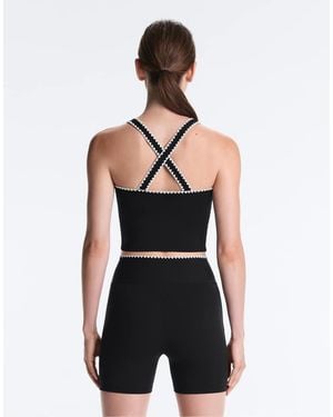 Oysho Comfortlux Contrast Stitch Tank Top - Black