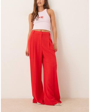 Nobody's Child Wide Leg Linen Pallazzo Trouser - Red
