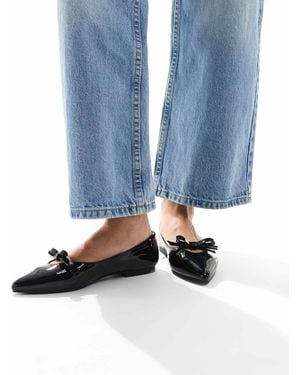 schuh Larisa Bow Pointed Toe Ballets - Blue