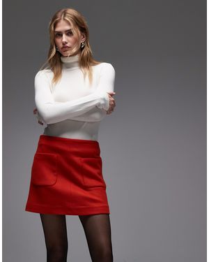 ARKET Wool Rich Mini Skirt With Front Pockets - Red
