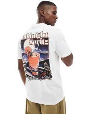 Only & Sons Relaxed Fit T-shirt With Spritz Back Print - White