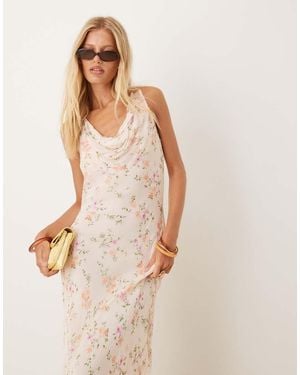 Mango Cowl Neck Midi Dress - Natural