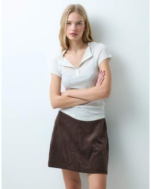 Vila Minirok Van Corduroy Met Hoge Taille - Grijs