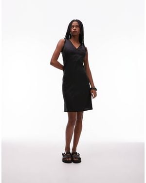 ARKET Linen Rich V-neck Midi Shift Dress With Frill Trim - White