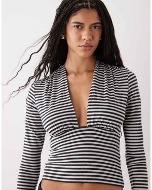 Weekday Aline Deep Halter Neck Top - Grey