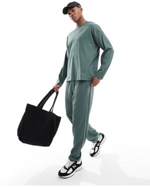 New Look Joggers Caquis De Pernera Recta De Punto Gofrado De (Parte De Un Conjunto) - Verde