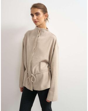 TOPSHOP Chaqueta Supersuave Abotonada Con Detalle De Lazada En Tono-Blanco - Neutro