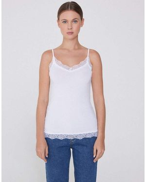 Tezenis Viscose And Lace Camisole - White