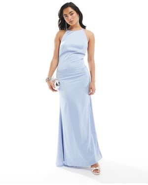 True Decadence Halterneck Bias Cut Maxi Dress - Blue