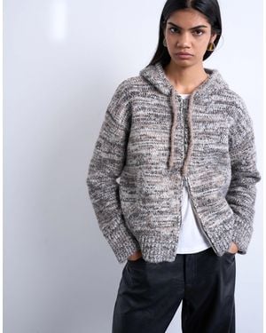 TOPSHOP Heavy Twist Yarn Knit Hoodie - Gray