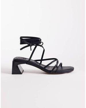 ASOS Sandalias Negras De Tacón Ancho Con Diseño De Tiras Hundred De - Azul