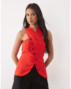ASOS Tailo Wrap Neck Vest - Red