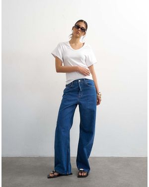 TOPSHOP Vaqueros De Corte Recto Y Talle Medio Column De - Azul