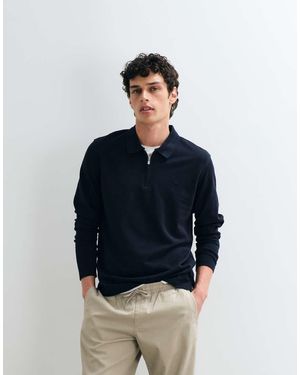 Jack & Jones Polo A Maniche Lunghe Con Zip - Blu