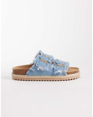 South Beach Double Buckle Espadrille Sandals - Blue