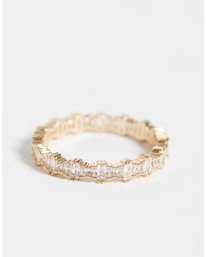 ASOS Asos Design Curve Dainty Ring With Cubic Zirconia Stones - White