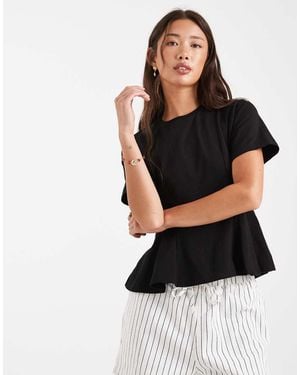 Miss Selfridge Peplum Detail Tee - Black