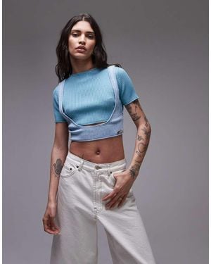 House Of Sunny Olympus Layered Rib Top - Blue
