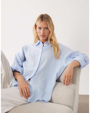 ARKET Oversized Overhemd Van Puur Linnen - Blauw