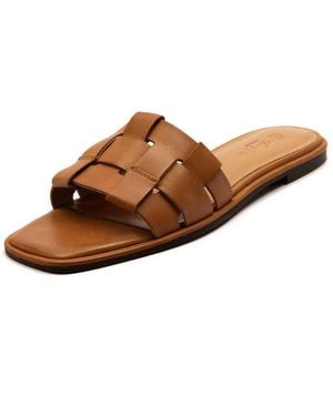 OFF THE HOOK 'Hampstead' Leather Sandals Open Toe Flat Sandals - Brown
