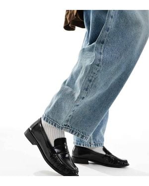 London Rebel Sadie Ruched Detail Loafers - Blue