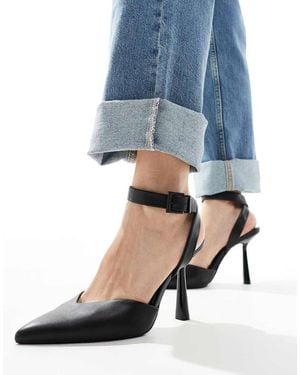 Bershka Ankle Strap Heeled Court Shoes - Blue