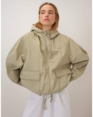 Nobody's Child Hooded Pocket Front Windbreaker Jacket - Natural