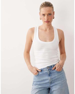 Gina Tricot Tanktop Met Superstretch En Lage Ronde Hals - Wit