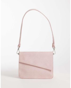PASQ Faux Reptile Cross Body Bag - Pink