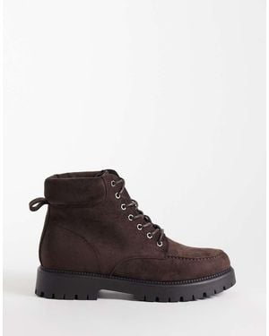 SEQWL Mexton Faux Suede Chunky Lace Up Desert Boots - Brown