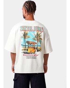 Sixth June T-Shirt A Maniche Corte Sporco Con Stampa - Bianco