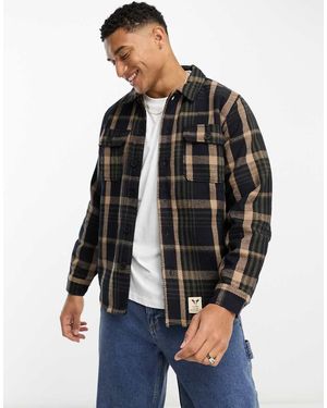 Fat Moose Quilted Check Overshirt - Black