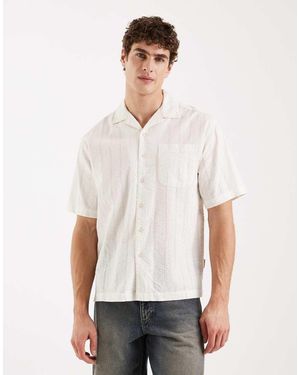 Redefined Rebel Shai Boxy Fit Short Sleeve Textured Shirt - White