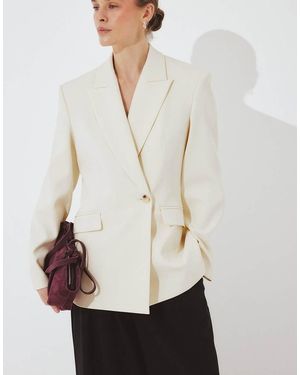 NA-KD Fitted Overlap Blazer - White