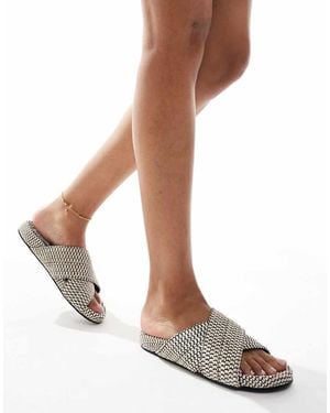 4th & Reckless Woven Crossover Strap Flat Sandals - White