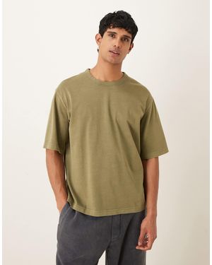 SELECTED T-shirt oversize en coton épais - olive - Vert