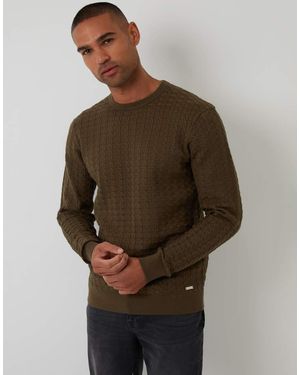 Threadbare Cable Knit Crew Neck Jumper - Brown