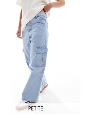 Don't Think Twice Dtt Petite Dom Straight Leg Cargo Jeans - Blue