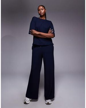 River Island Clean Wide Leg Jogger - Blue