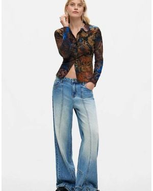 Desigual Overhemd Met Flockprint - Blauw