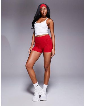 4505 Pantalones Muy Cortos Rojos De Talle Alto De Tejido Suave De