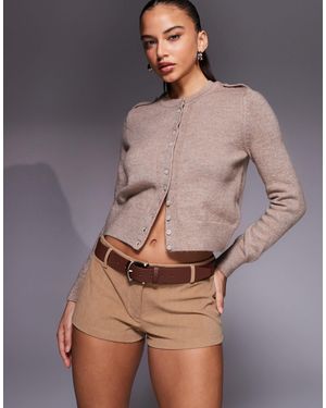 Edikted Kyler Corduroy Micro Shorts - Grey