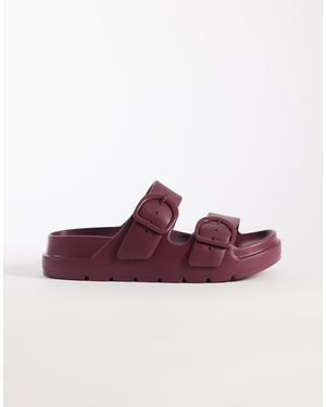 ASOS Finn Flatform Double Buckle Slides - Purple
